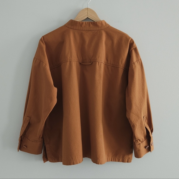 Eileen Fisher Washed Organic Cotton Canvas Jacket Medium Orange Chore Minimalist - Picture 3 of 10